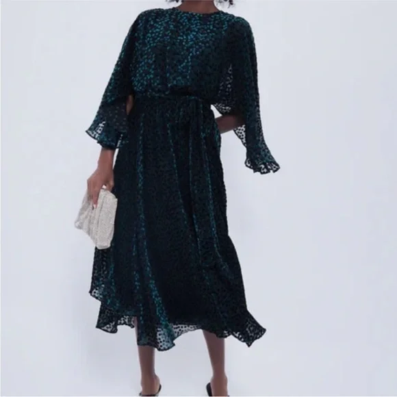 Tuckernuck black green Dot Velvet Dress NEW